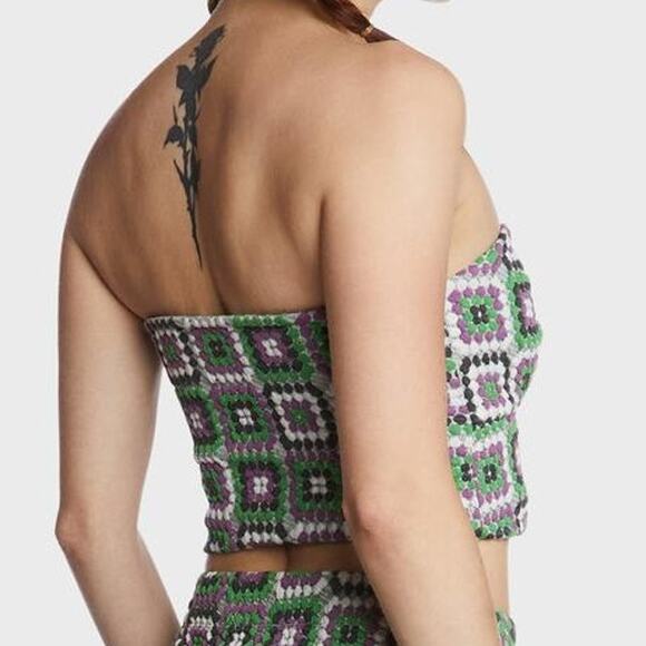 NWT NGOrder Pacsun Jacquard Multi Dot Crop Top Sz 2 - Picture 4 of 9